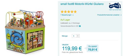 Motorikwürfel Giuliano - jetzt 10% billiger Motorikwürfel Giuliano - jetzt 10% billiger