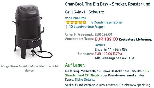 Char-Broil The Big Easy - Smoker - jetzt 14% billiger Char-Broil The Big Easy - Smoker - jetzt 14% billiger
