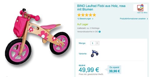 BINO Laufrad - jetzt 21% billiger