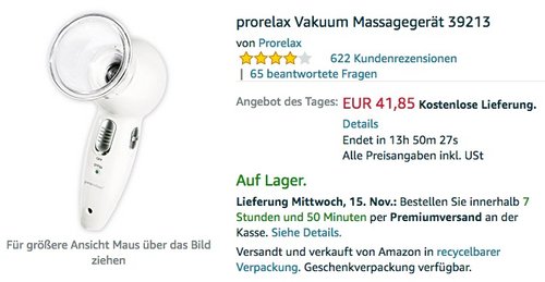 prorelax Vakuum Massagegerät 39213 - jetzt 18% billiger prorelax Vakuum Massagegerät 39213 - jetzt 18% billiger