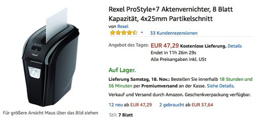 Rexel ProStyle+7 Aktenvernichter - jetzt 23% billiger