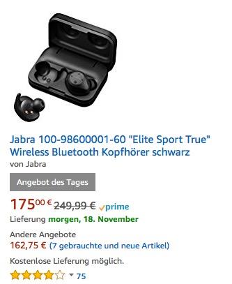JABRA Elite Sport True Wireless Kopfhörer - jetzt 7% billiger JABRA Elite Sport True Wireless Kopfhörer - jetzt 7% billiger