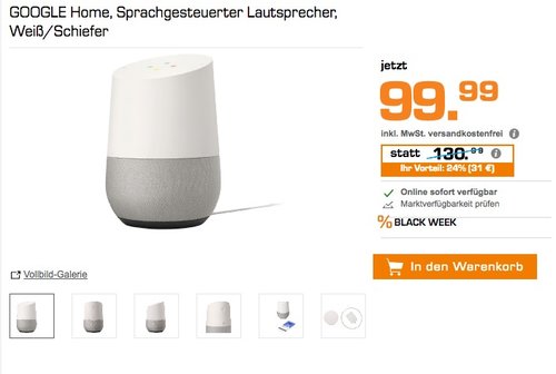 GOOGLE Home, Sprachgesteuerter Lautsprecher - jetzt 16% billiger GOOGLE Home, Sprachgesteuerter Lautsprecher - jetzt 16% billiger