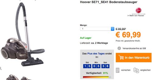 Hoover SE71 SE 41 Bodenstaubsauger - jetzt 11% billiger