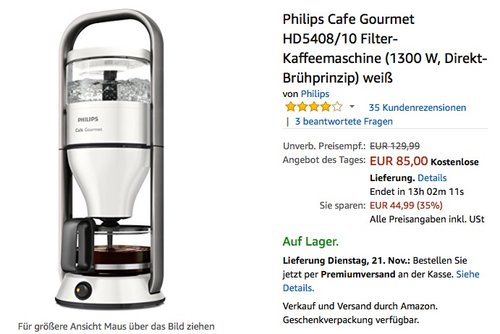 Philips Cafe Gourmet HD5408/10 Filter-Kaffeemaschine - jetzt 8% billiger