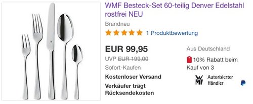 WMF Denver Besteck-Set 60-teilig - jetzt 15% billiger
