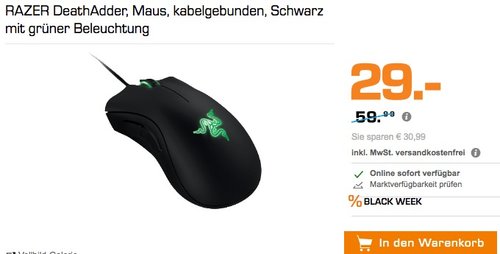 Razer DeathAdder - Ergonomische Gaming Maus - jetzt 31% billiger Razer DeathAdder - Ergonomische Gaming Maus - jetzt 31% billiger