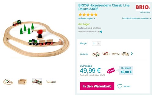 BRIO Eisenbahn Deluxe Set 33098 - jetzt 28% billiger