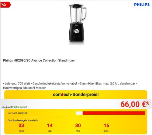 Philips HR2095/90 Avance Collection Standmixer - jetzt 16% billiger