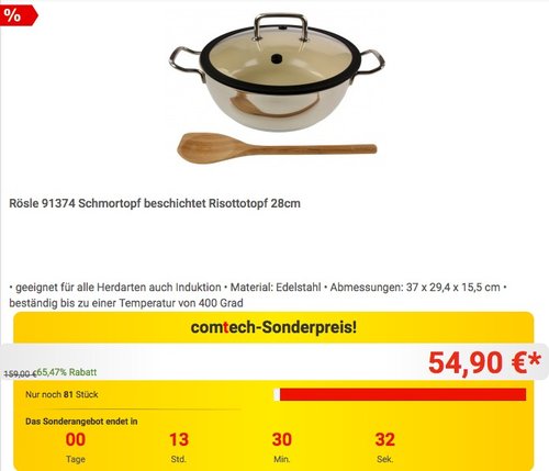 Rösle 91374 Schmortopf beschichtet Risottotopf 28cm - jetzt 31% billiger Rösle 91374 Schmortopf beschichtet Risottotopf 28cm - jetzt 31% billiger