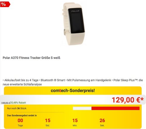 Polar A370 Fitness Tracker - jetzt 19% billiger Polar A370 Fitness Tracker - jetzt 19% billiger