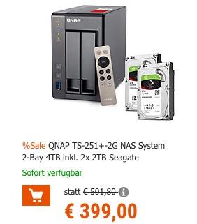 Qnap TS-251+ 2.0GHz 2-Bay NAS Server 4TB Bundle - jetzt 11% billiger Qnap TS-251+ 2.0GHz 2-Bay NAS Server 4TB Bundle - jetzt 11% billiger
