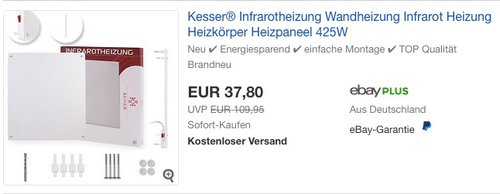 Kesser Infrarot Wandheizung Infrarotheizung Heizkörper 425 W - jetzt 23% billiger Kesser Infrarot Wandheizung Infrarotheizung Heizkörper 425 W - jetzt 23% billiger