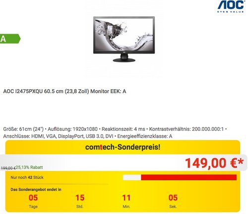 AOC I2475PXQU 60.5 cm (23,8 Zoll) Monitor - jetzt 6% billiger