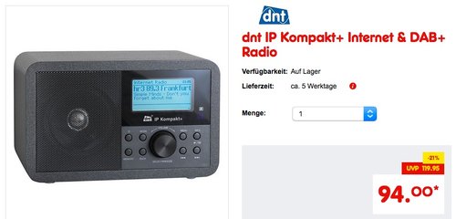 dnt IP Kompakt+ Internet & DAB+ Radio - jetzt 14% billiger dnt IP Kompakt+ Internet & DAB+ Radio - jetzt 14% billiger