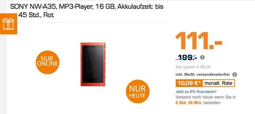 Sony NW-A35 High-Resolution Walkman  - jetzt 31% billiger