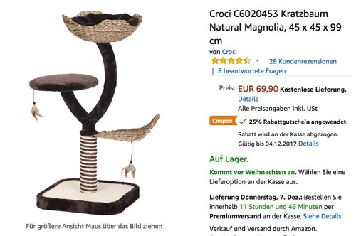 Croci Kratzbaum Natural Magnolia - jetzt 25% billiger