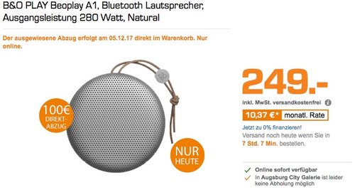 B&O PLAY Beoplay A1 Bluetooth Lautsprecher - jetzt 22% billiger
