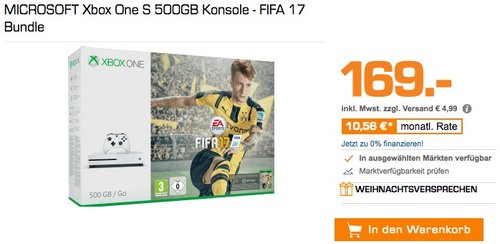 MICROSOFT Xbox One S 500GB Konsole - FIFA 17 Bundle - jetzt 29% billiger MICROSOFT Xbox One S 500GB Konsole - FIFA 17 Bundle - jetzt 29% billiger