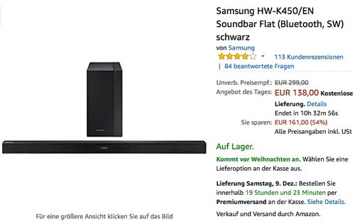 Samsung HW-K450/EN Soundbar - jetzt 33% billiger