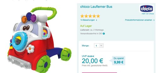 chicco Lauflerner Bus - jetzt 16% billiger