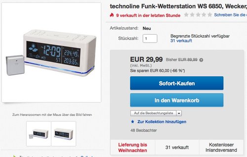 TECHNOLINE WS 6850 Wetterstation - jetzt 25% billiger TECHNOLINE WS 6850 Wetterstation - jetzt 25% billiger