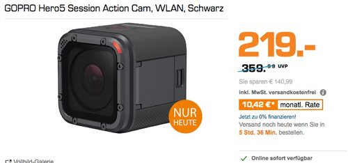 GoPro HERO5 Session Action Kamera - jetzt 27% billiger GoPro HERO5 Session Action Kamera - jetzt 27% billiger