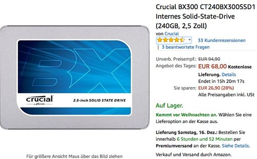 Crucial BX300 SSD Festplatte 240GB - jetzt 15% billiger Crucial BX300 SSD Festplatte 240GB - jetzt 15% billiger