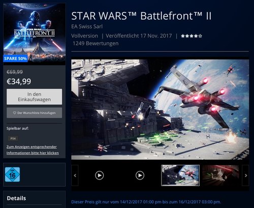 Star Wars Battlefront II - [PlayStation 4] - jetzt 20% billiger