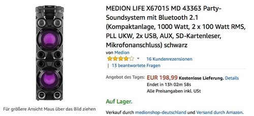 MEDION LIFE X67015 MD 43363 Party-Soundsystem - jetzt 20% billiger