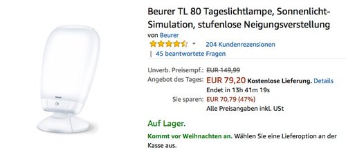 Beurer TL 80 Tageslichtlampe - jetzt 19% billiger Beurer TL 80 Tageslichtlampe - jetzt 19% billiger