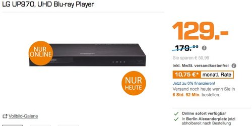 LG UP970 UHD Blu-ray Player - jetzt 19% billiger LG UP970 UHD Blu-ray Player - jetzt 19% billiger