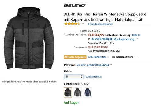 BLEND Borinho Herren Winterjacke - jetzt 25% billiger