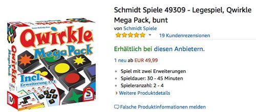Schmidt Spiele 49309 Qwirkle Mega Pack - jetzt 26% billiger