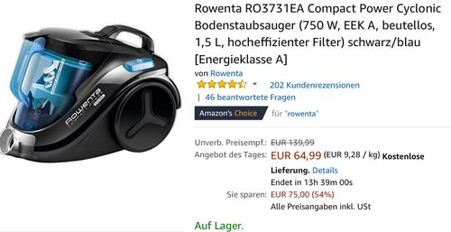 Rowenta RO3731EA Bodenstaubsauger - jetzt 16% billiger