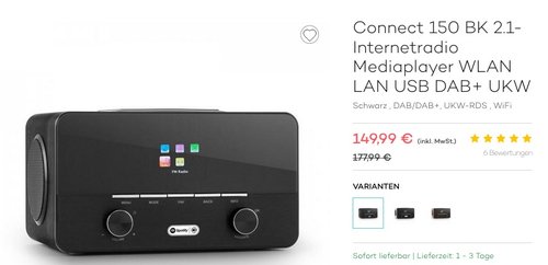 auna Connect 150 WH 2.1-Internetradio - jetzt 17% billiger auna Connect 150 WH 2.1-Internetradio - jetzt 17% billiger