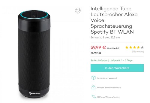 auna Intelligence Tube Bleutooth Lautsprecher - jetzt 10% billiger auna Intelligence Tube Bleutooth Lautsprecher - jetzt 10% billiger