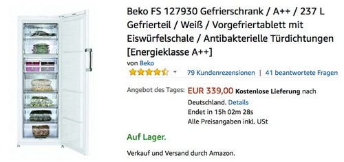 Beko FS 127930 Gefrierschrank - jetzt 12% billiger Beko FS 127930 Gefrierschrank - jetzt 12% billiger