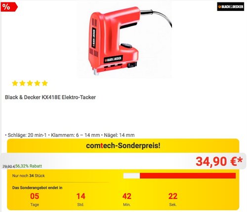 Black & Decker Elektro-Tacker - jetzt 15% billiger