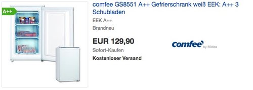comfee GS8551 A++ Gefrierschrank - jetzt 31% billiger comfee GS8551 A++ Gefrierschrank - jetzt 31% billiger