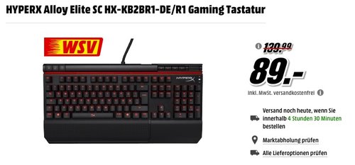 HYPERX Alloy Elite Gaming Tastatur - jetzt 27% billiger