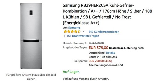 Samsung RB29HER2CSA Kühl-Gefrier-Kombination - jetzt 12% billiger