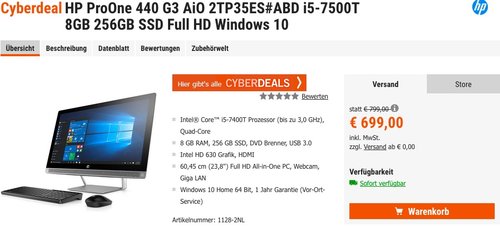 HP ProOne 440 G3 All-in-One PC - jetzt 12% billiger
