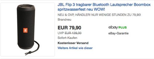 JBL Flip 3 tragbarer Bluetooth Lautsprecher - jetzt 11% billiger JBL Flip 3 tragbarer Bluetooth Lautsprecher - jetzt 11% billiger