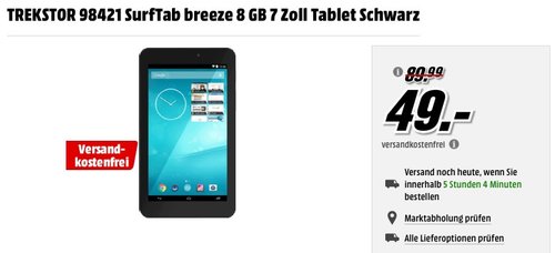 TREKSTOR 98421 SurfTab breeze 8 GB 7 Zoll Tablet - jetzt 39% billiger TREKSTOR 98421 SurfTab breeze 8 GB 7 Zoll Tablet - jetzt 39% billiger