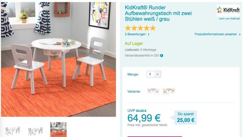 KidKraft Runder Tisch mit zwei Stühlen - jetzt 10% billiger