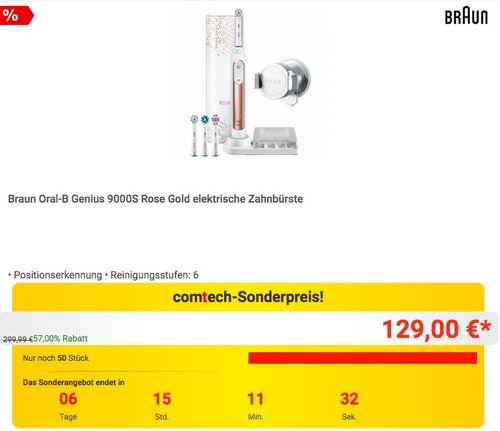 Braun Oral-B Genius 9000S Rose Gold elektrische Zahnbürste - jetzt 13% billiger Braun Oral-B Genius 9000S Rose Gold elektrische Zahnbürste - jetzt 13% billiger
