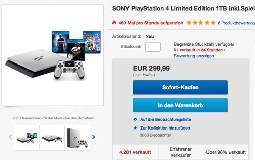Sony Playstation 4 - GT Sport 1TB Special Limited Edition - jetzt 7% billiger Sony Playstation 4 - GT Sport 1TB Special Limited Edition - jetzt 7% billiger