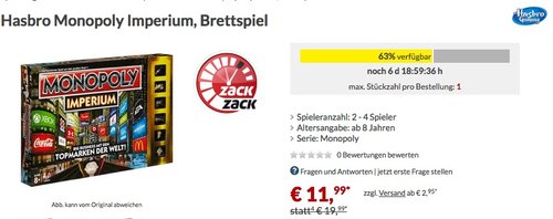 Hasbro Monopoly Imperium - jetzt 38% billiger