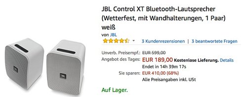 JBL Control XT Bluetooth-Lautsprecher - jetzt 21% billiger JBL Control XT Bluetooth-Lautsprecher - jetzt 21% billiger